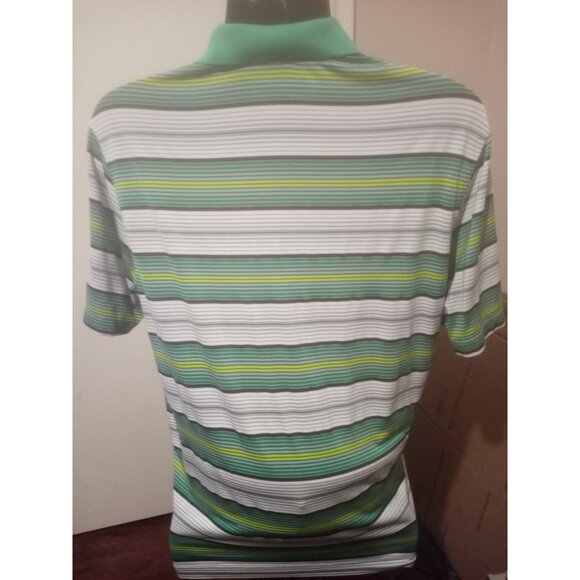 Nike Golf Tour Performance Green Gray Striped Dri Fit Casual Polo Shirt Large L - Picture 7 of 14